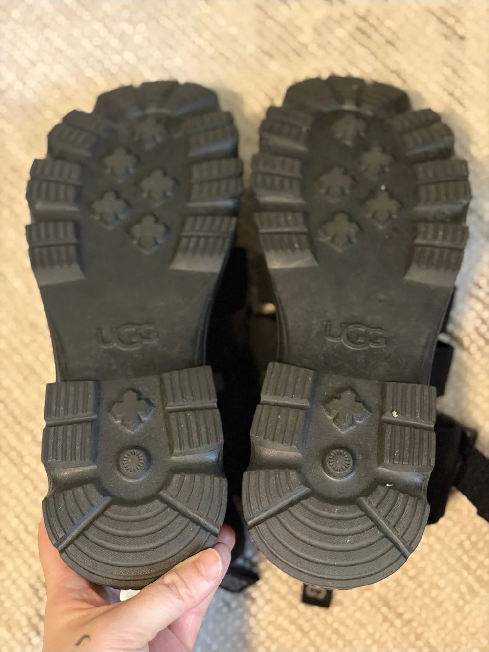 UGG Black Chunky Platform Strap Sandals